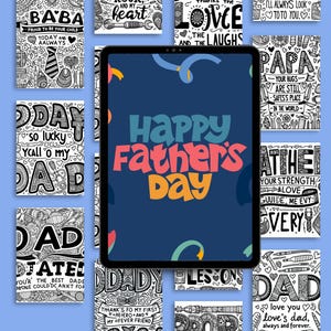 Doodle für Vatertag Design handgemachte emotionale Geburtstagsgeschenk für Papa von Kindern sofort druckbare digitale PDF Download 8,5 "x 8,5"
