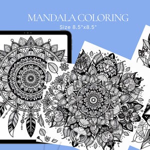 Adult Mandala Intricate Coloring Pages Mandala Printable Art Sheet Stress Relief Activity Instant Download Pdf 8.5&quot;x8.5&quot;