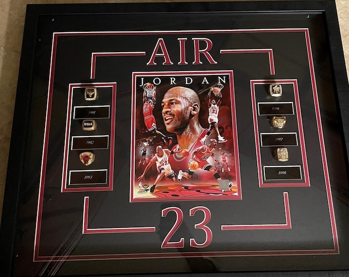 Michael Jordan 6 Ring NBA Championship Ring Collage Chicago Bulls ...