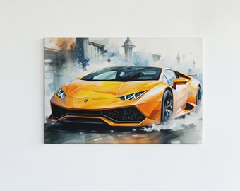 Orange Lamborghini Huracan Poster, Bugatti Poster Wall Art, Lamborghini/Bugatti, Supercar Art, Lamborghini Poster, For Car Enthusiasts