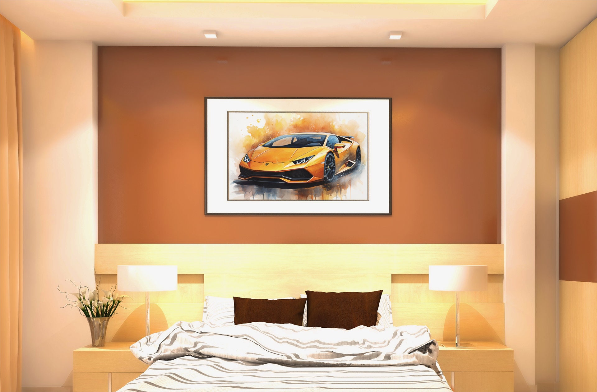 Orange Lamborghini Huracan Poster, Bugatti Poster Wall Art, Lamborghini/Bugatti, Supercar Art, Lamborghini Poster, For Car Enthusiasts