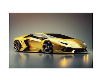 Yellow Lamborghini Huracan Poster, Bugatti Poster Wall Art, Lamborghini/Bugatti, Supercar Art, Lamborghini Poster, For Car Enthusiasts
