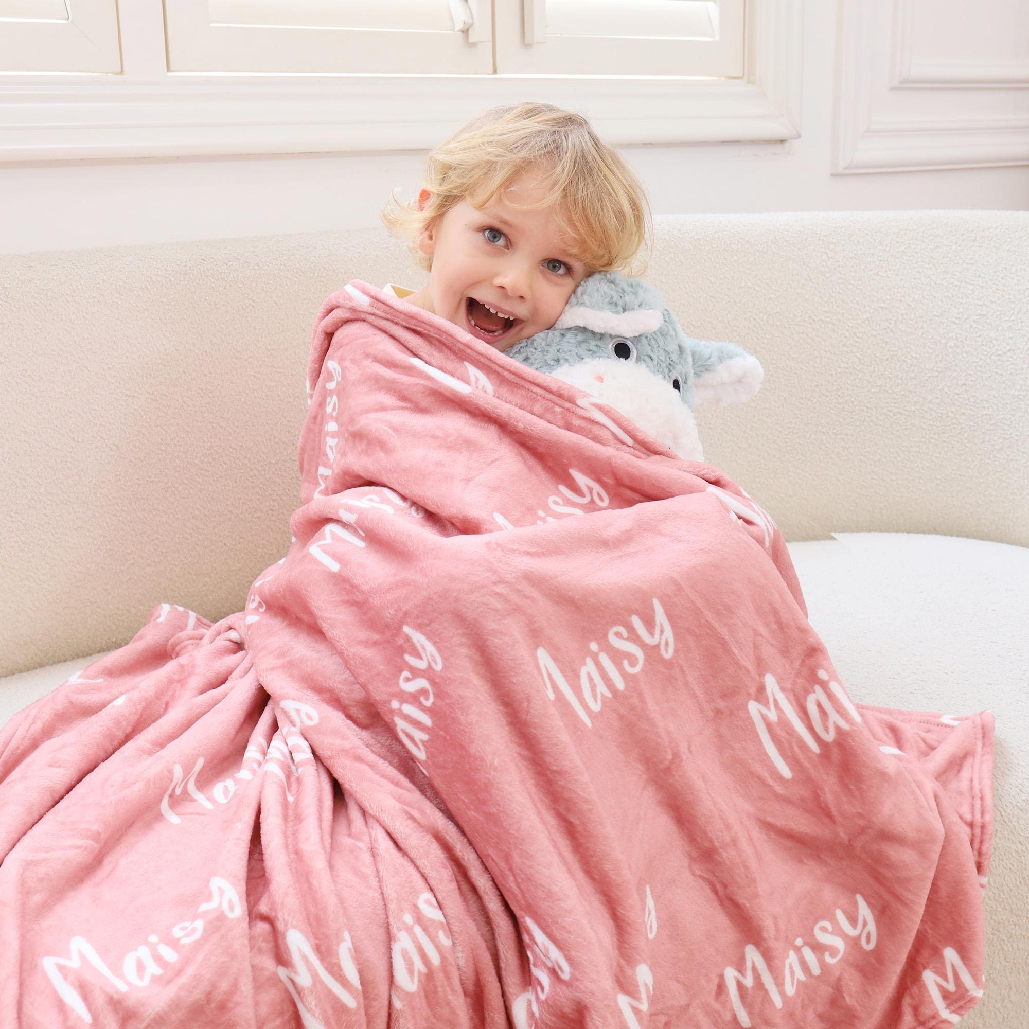 Custom Blanket with Name for Kids, Personalized Baby Blanket for Boys/Girls, Minky Throw Name Blanket, Gifts for Boys, Gifts for Girls