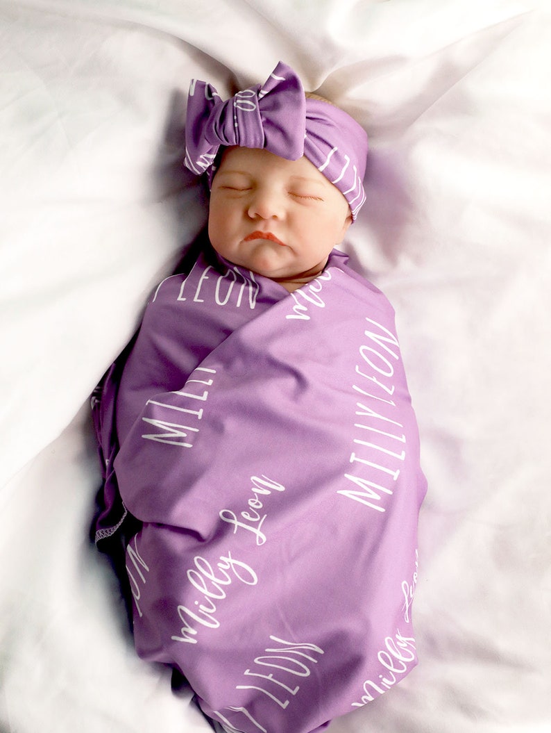 Personalized Baby Name Swaddle For Newborn Baby, Newborn Baby Girl Custom Name Swaddle Gift, Baby Shower Gift, Custom Coming Home Swaddle image 6