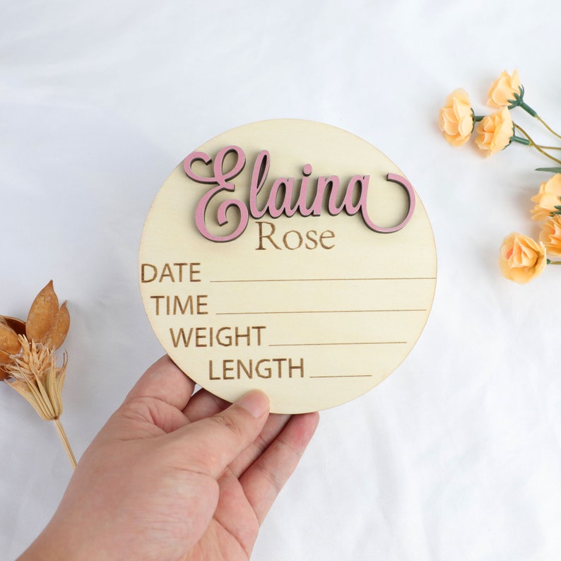 Baby Announcement Sign with Birth Stats Footprint Sign For Newborn Baby Name Reveal Personalized Baby Name Sign Sign For Hospital image 8