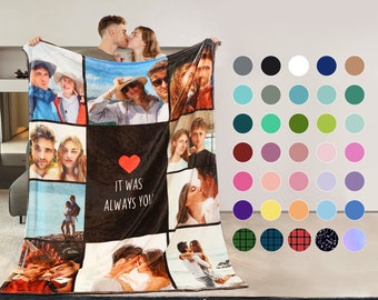 Customizable Photo Collage Blanket | Personalized Blanket with Text | Picture Collage Blankets | Valentine's Day Gifts | Gifts for Him/Her