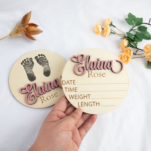 Baby-Ankündigungsschild mit Geburtsdaten | Neugeborenes Schild | Baby Name offenbaren | Personalisiertes Baby Namensschild | Schild Für Krankenhaus