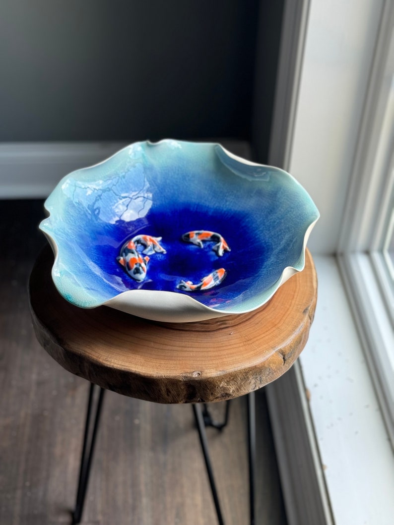 Handmade Wheel Thrown Ceramic Porcelain Pottery Serving Bowl. Art ...