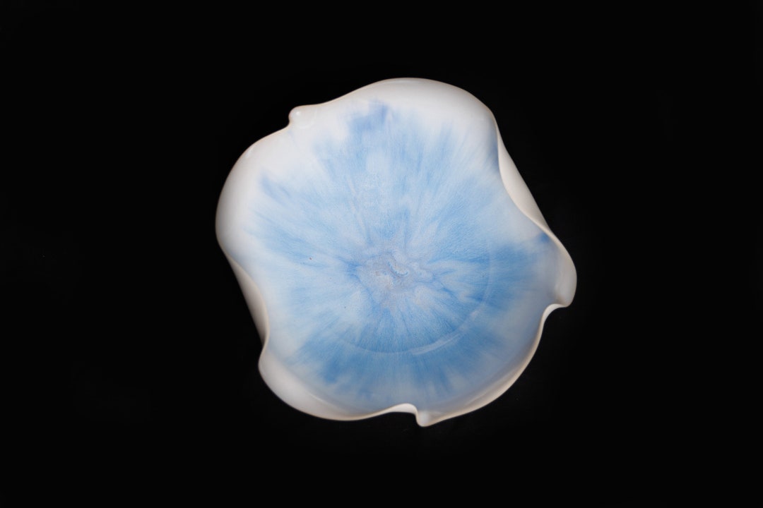 Big, White and Blue Handmade, Wheel-thrown and Altered Porcelain Bowl ...
