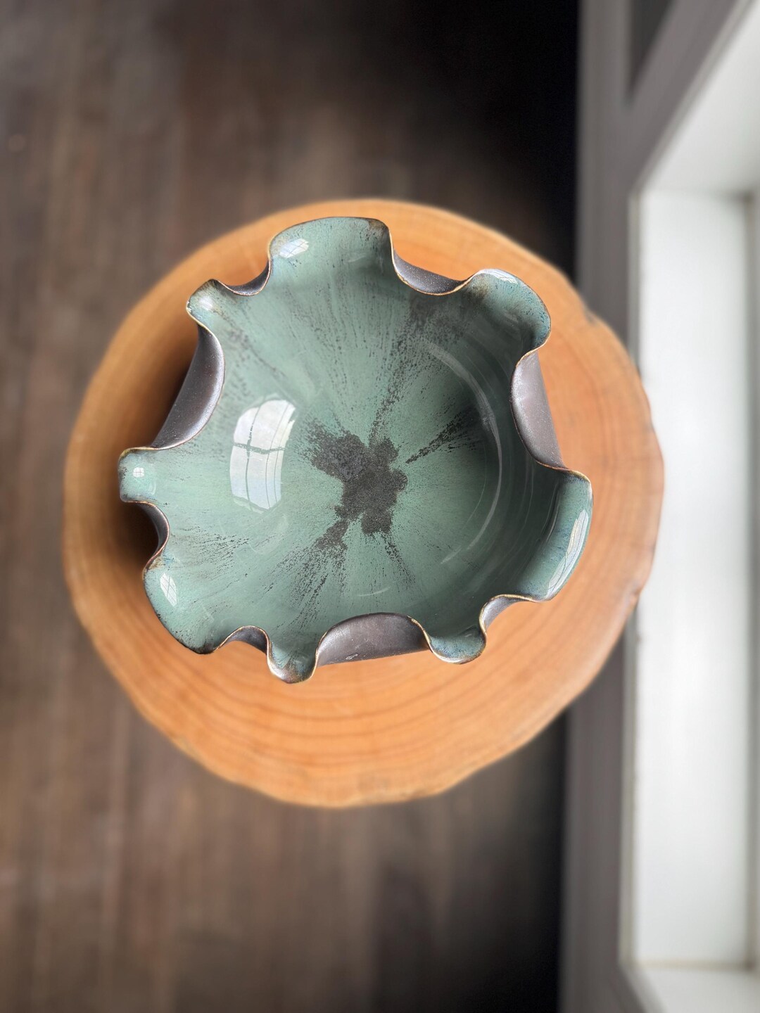 Handmade Wheel Thrown Porcelain Ceramic Pottery Wavy Ruffle Bowl in ...