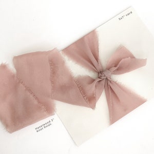 Silk Ribbon With Raw Edge 1/2 1 2 for Wedding Invitation Gift Wrap Ribbon image 7