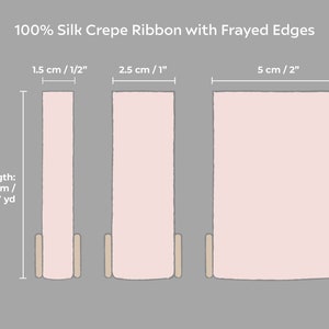 Silk Ribbon With Raw Edge 1/2 1 2 for Wedding Invitation Gift Wrap Ribbon image 2