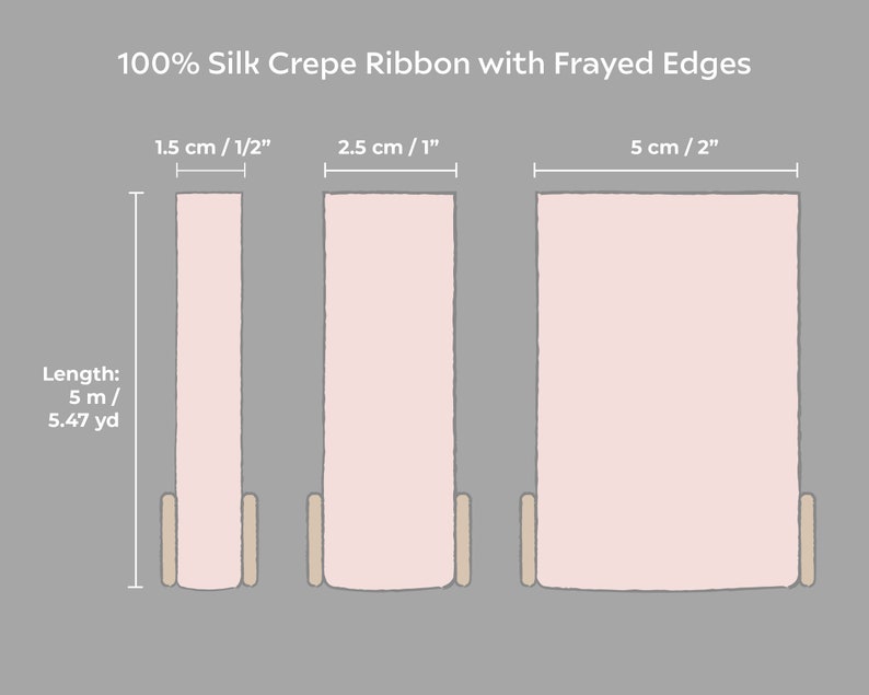 Ruban de soie à bords francs 1/2 1 2 pour faire-part de mariage Ruban d'emballage cadeau image 2
