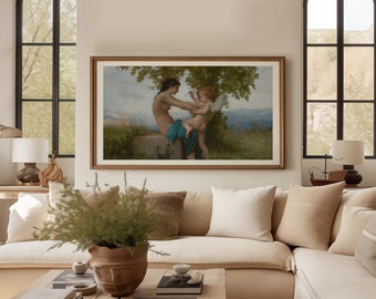 TV Digital Art | Bouguereau, Woman and Cupid Painting | Samsung Frame TV 4k Digital Download High Res