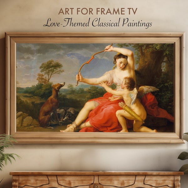 VDay Frame TV Art Cupid and Psyche Valentines Galentines classical paintings about love figure Rembrandt Michelangelo Renaissance Painting