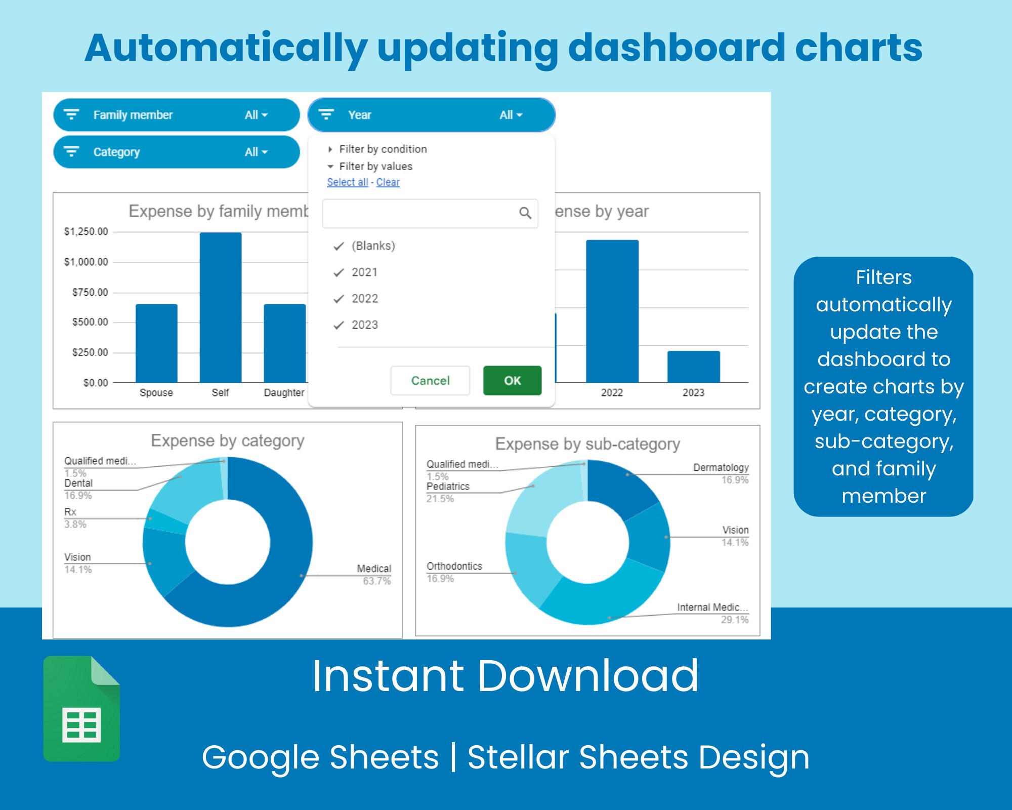 FSA HSA Medical Healthcare Deductible Expense Reimbursement Tracker Spreadsheet Template Google