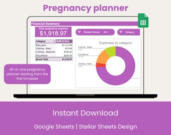 Pregnancy Planner Google Sheet: Baby Budget, Checklist (Digital Download)