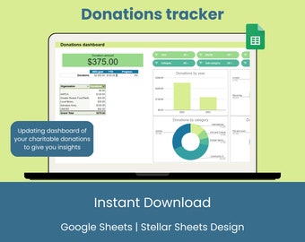 Charitable non-profit donations expense tracker spreadsheet template
