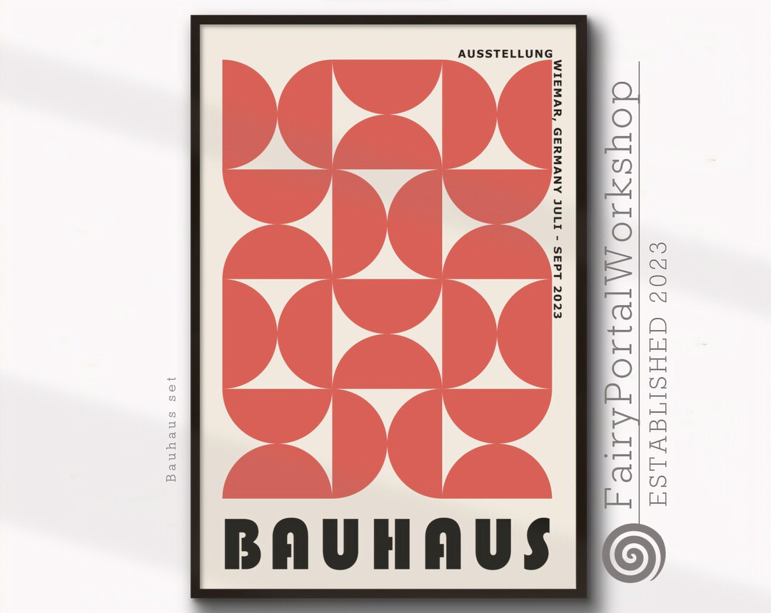 Bauhaus Red PRINTABLE Wall Art Abstract Poster Mid Century - Etsy