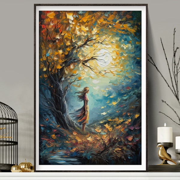 Printable digital oil painting |In the Cool Light | Whimsical art |Digital art | Oil painting art |JPG