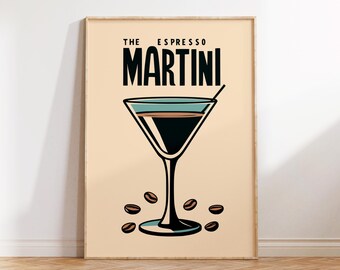 Espresso Martini Print |Coffee Print |Kitchen Art |Martini Decor |Gift Prints |Beige poster