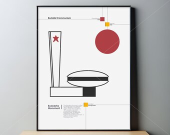 Buzludzha Monument wall art | Brutalist Print | Architecture print | Minimal Wall Art | Modernist Poster | Art Print
