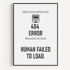 Fun IT Poster, 404 Error PRINTABLE| Fun Wall Art |Workplace Decor |Funny Poster |IT Poster