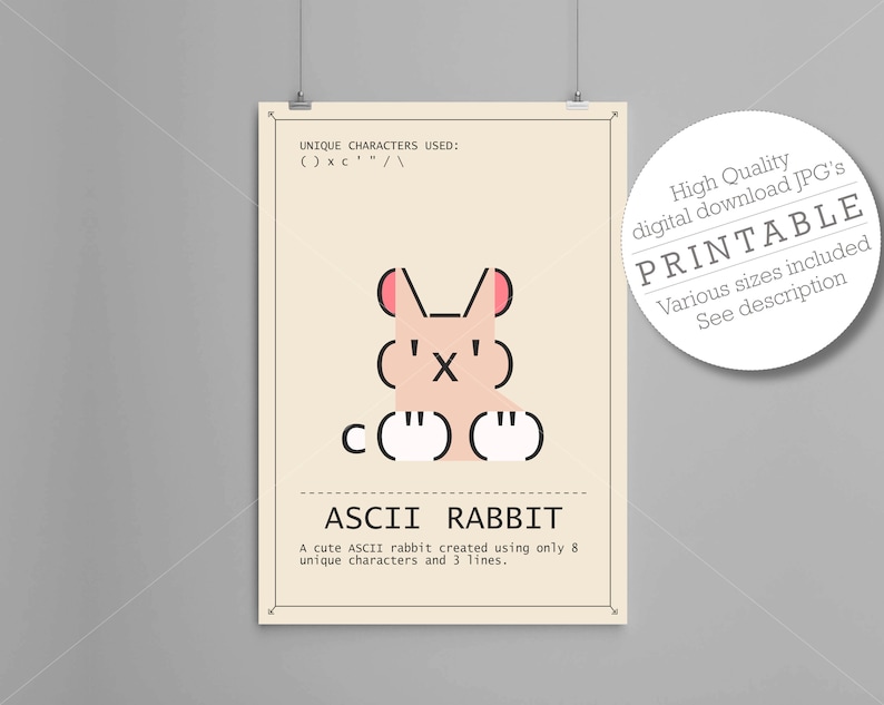 ASCII Rabbit Wall Art | Modern Print | Architecture Print | Minimal ...