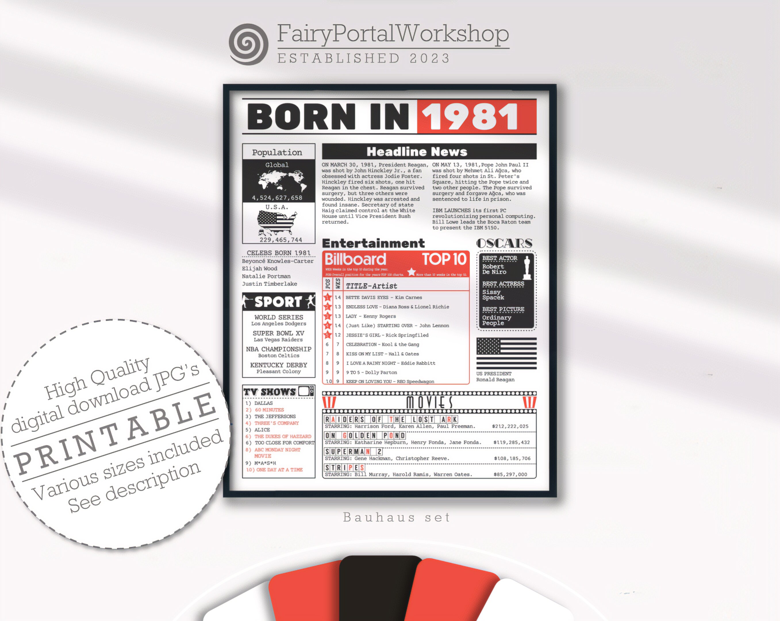 1981 the Year You Were Born PRINTABLE Last Minute Gift Etsy Australia