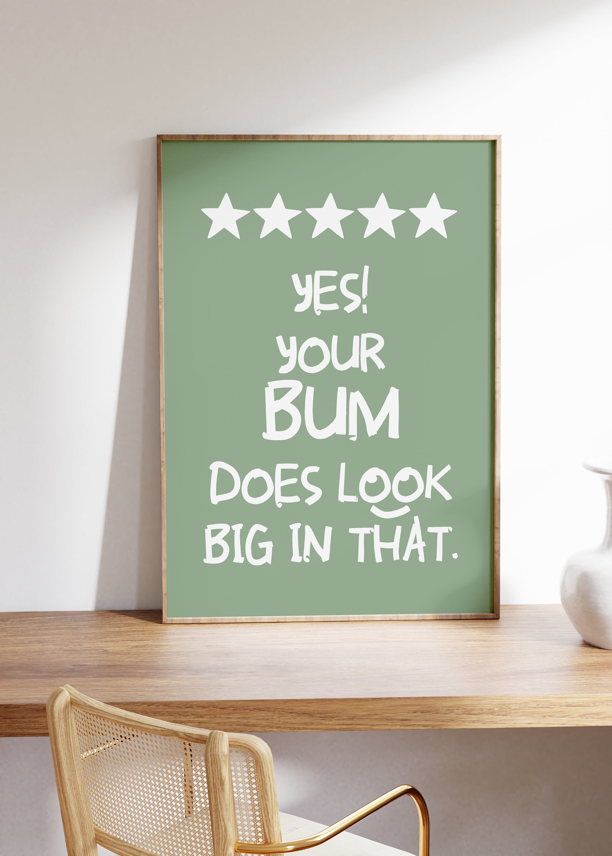 Big Bum Poster | 5 Star Poster | Funny Printable| Funny Poster| Strong ...