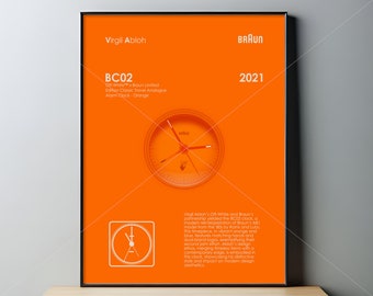 Braun Orange Clock art | Braun Print | Architecture print | Minimal Wall Art | Industrial Design | Modern Art| Bauhaus Style