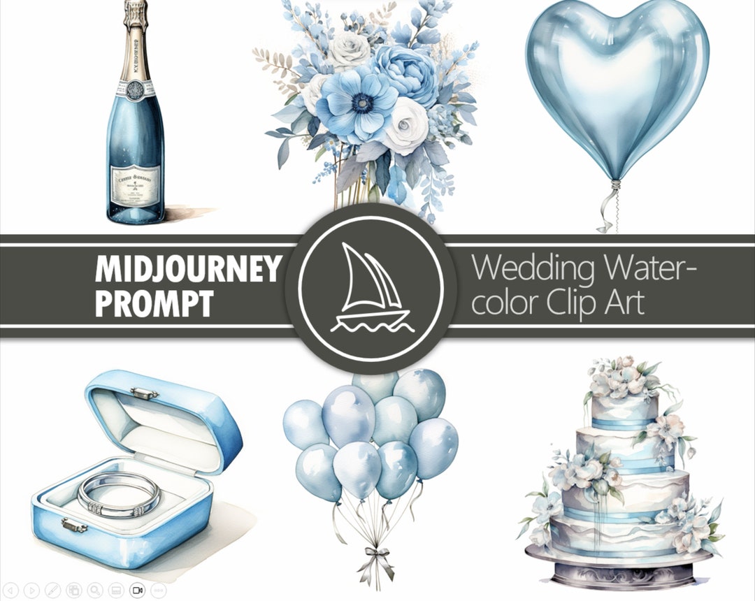 Wedding Watercolor Clip Art Prompt midjourney Prompt AI - Etsy