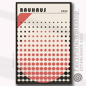 Arte de pared IMPRIMIBLE rojo inspirado en la Bauhaus| Pósteres abstractos | mediados de siglo | | Rubor frambuesa| DESCARGA digital Imprimir jpg