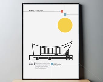 Sporto Rūmai Wall Art | Brutalist Print | Architecture print | Minimal Wall Art | Modernist Poster | Art Print