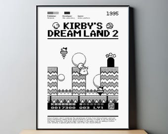 Kirby's Dream Land 2 wall art | Game Poster | Game art| Home Decor| Retro Poster | GB poster
