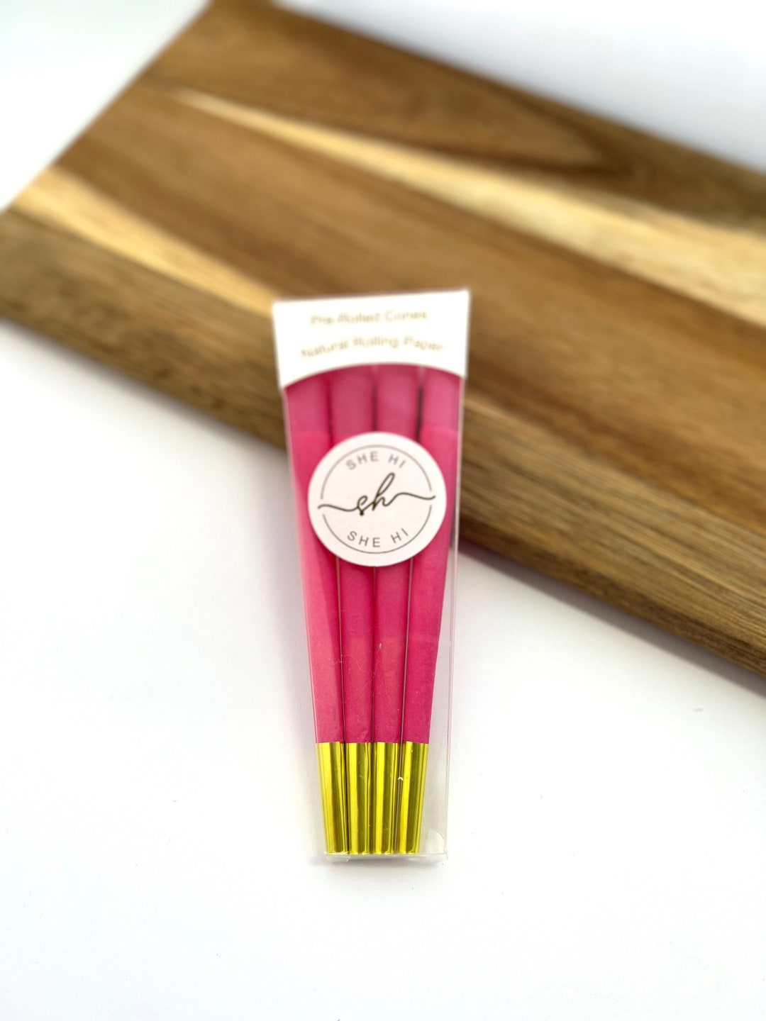 Pre Rolled Joint Cones Blush Pink Gold Tips 8 Pack Natural Etsy