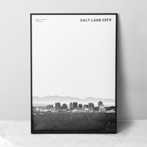 Salt Lake City Print Black and White, Salt Lake City Poster, Salt Lake City Wall Art, Salt Lake City Photo, Utah Print