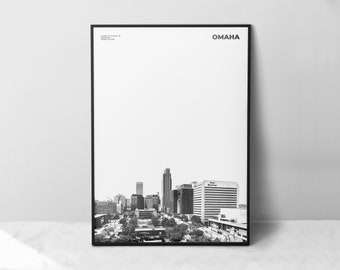Omaha Print Black and White, Omaha Poster, Omaha Wall Art, Omaha Photo, Nebraska Print