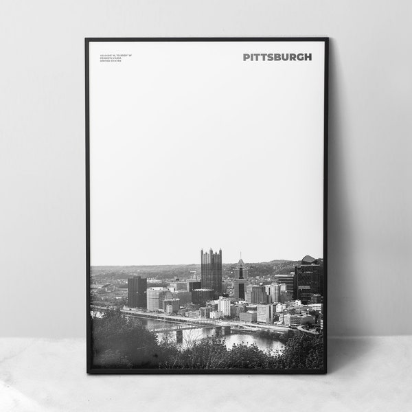 Pittsburgh Print Black and White, Pittsburgh Poster, Pittsburgh Wall Art, Pittsburgh Photo, Pennsylvania Print