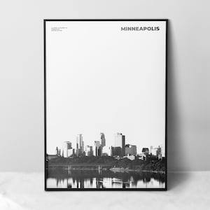 Minneapolis Print Black and White, Minneapolis Poster, Minneapolis Wall Art, Minneapolis Photo, Minnesota Print