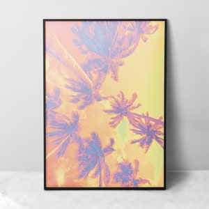 Holographic Palm Trees Print, Iridescent Art, Tropical Wall Art, Nature Art Print