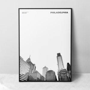 Stampa Philadelphia in bianco e nero, Poster di Filadelfia, Arte della parete di Filadelfia, Foto di Filadelfia, Stampa della Pennsylvania