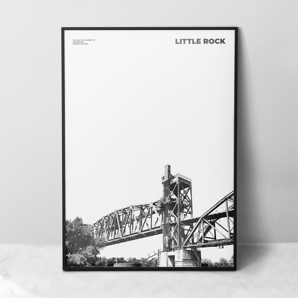 Little Rock Print Black and White, Little Rock Poster, Little Rock Wall Art, Little Rock Photo, Arkansas Print