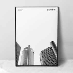Detroit Print Black and White, Detroit Poster, Detroit Wall Art, Detroit Photo, Michigan Print