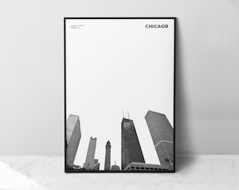 Chicago Print Black and White, Chicago Poster, Chicago Wall Art, Chicago Photo, Illinois Print