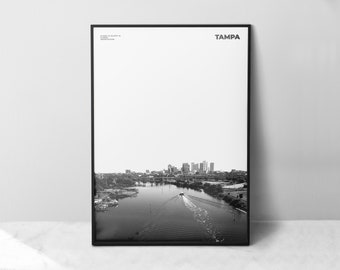 Tampa Print Black and White, Tampa Poster, Tampa Wall Art, Tampa Photo, Florida Print