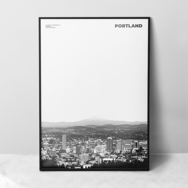 Portland Print Black and White, Portland Poster, Portland Wall Art, Portland Photo, Oregon Print