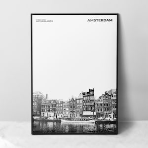 Amsterdam Print Black and White, Amsterdam Poster, Amsterdam Wall Art, Amsterdam Photo, Netherlands Print