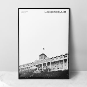 Mackinac Island Print Black and White, Mackinac Island Poster, Mackinac Island Wall Art, Mackinac Island Photo, Michigan Print