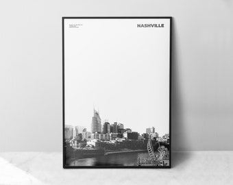 Nashville Print Black and White, Nashville Poster, Nashville Wall Art, Nashville Photo, Tennessee Print